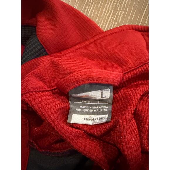 Nike Fit Dry Boys 1/4 Zip Long Sleeve Mock Neck Red/Navy Pullover Sz Large - Picture 4 of 8